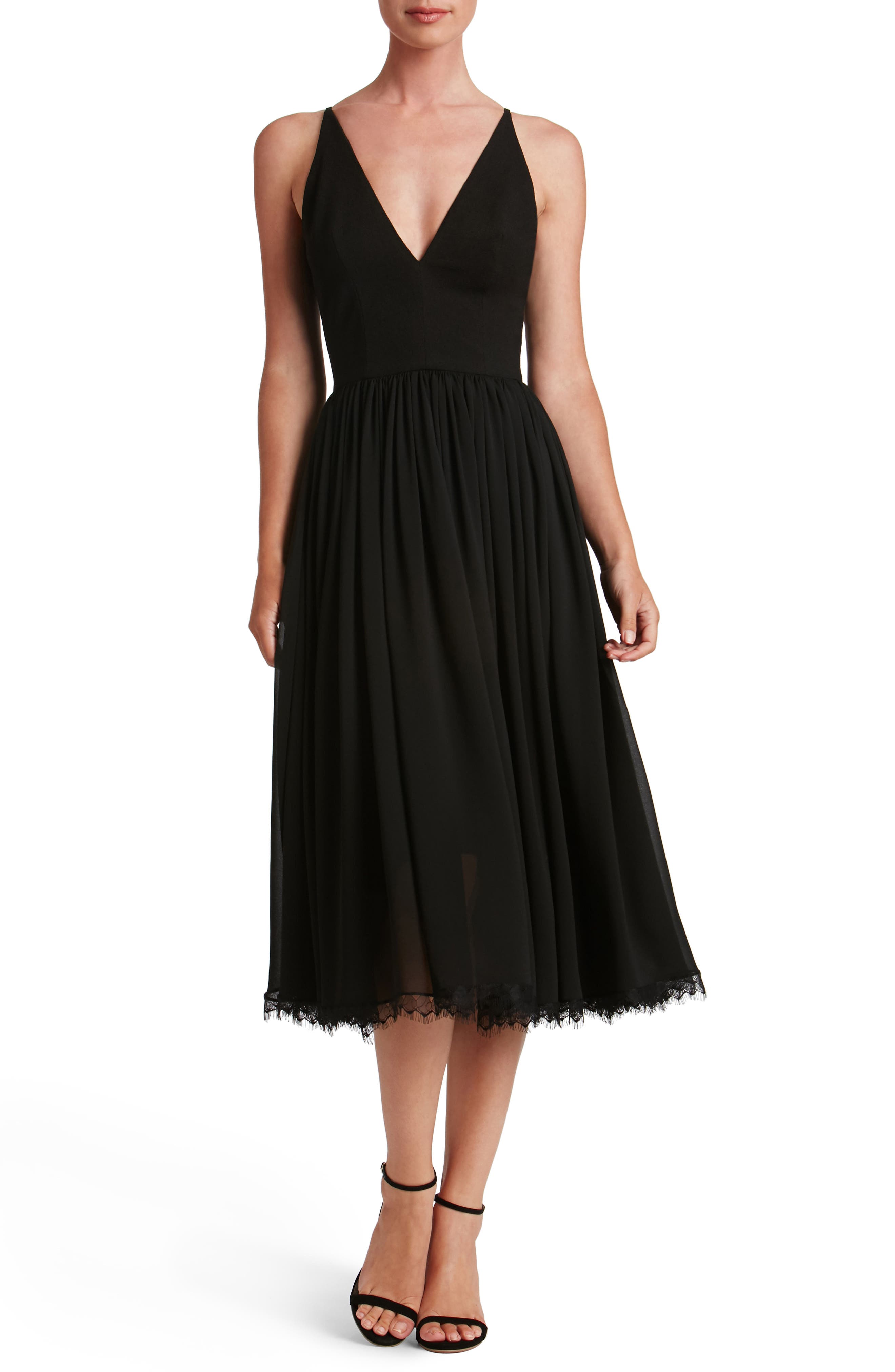 black midi cocktail dress